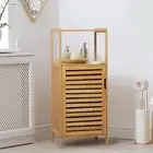 Bamboo Shoe Storage Cabinet, Freestanding Organizer, Cabinets Cupboard with Louv