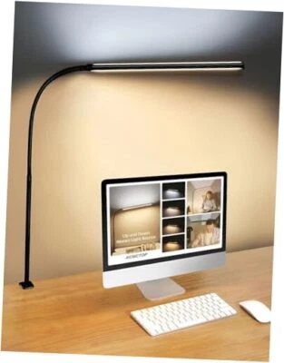 LED Desk lamp with Clamp - 3D Stereo Light Source and Eye-Caring Clip On Gray