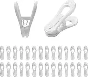 KRISMYA Multi-Purpose Hanger Clips - 30 Pcs White Finger Clips for Kids Hangers With Clips, Plastic Clothes and Pants Hangers