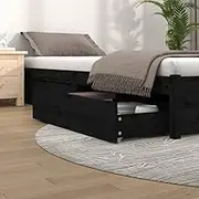 Generic Bed Drawers 4 pcs Black Solid Wood Pine