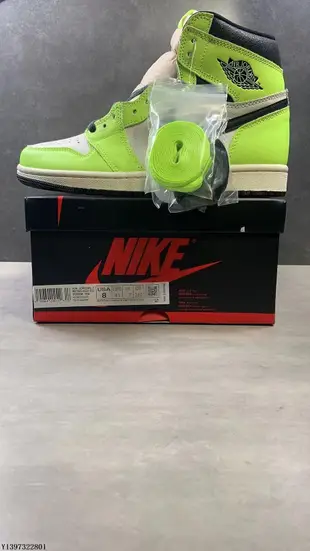 NIKE AIR JORDAN 1 AJ1代經典復古熒光綠高筒百搭籃球鞋 555088-7