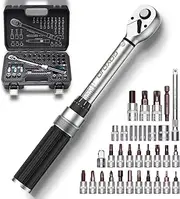 GOYOJO 32-Piece Torque Wrench Set, Chrome Vanadium Steel, 2-24 N.m - Includes 1/4" & 3/8" Sockets, T10-T40, M5-M8, H2-H8, PH1-PH3 Bits, 1/4" 4-Inch Extension - Versatile for Automotive, Cycling & DIY