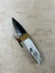 Yashinski Custom Glass / Antler Collectable Fixed Blade Knife w/ Scrimshaw