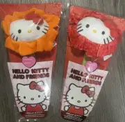 Hello Kitty and Friends Valentine’s Plush Flower Set of 2 Red Orange Hello Kitty
