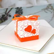 Love Heart Baby Shower Favour Boxes 10pk - Orange