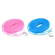Portable Clothesline, 16.4ft Nylon Windproof Non-Slip Washing Line, Pink/Blue