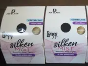 Leggs Silken Mist Ultra Sheer Leg Control Top Run Resistant - JET BLACK SIZE B