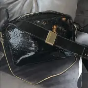 Patent leather crocodile bag by Emporio Armani with gold hardware. NWT
