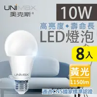 在飛比找PChome24h購物優惠-【美克斯UNIMAX】10W LED燈泡 球泡燈 E27 節