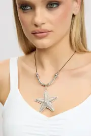 Silver Starfish Necklace - Size ONE, Women's Ring