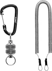 SAMSFX Fishing Strongest Magnetic Net Release Magnet Clip Holder Retractor with Coiled Lanyard
