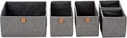 LOVE IT STORE IT Premium Storage Basket, 5 Pieces, Cabinet Organiser Made of Linen Fabric, Reinforced with Cardboard, Grey, 5 Boxes in 3 Sizes