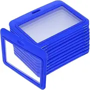 COSMEVIVI 12pcs Horizontal Transparent Id Card Holder Plastic Badge Protector with Dual Sided Windows for Office School and Work Environments