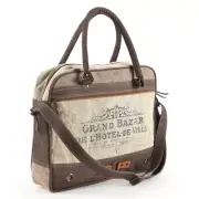 OH Ohlay Bags OHV159 Briefcase Upcycled Canvas Genuine Leather Women Bag