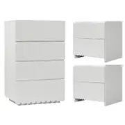 Nasrin Tallboy Bedroom Package w/ 2 Bedside Tables - White