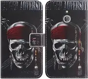 [TienJueShi] Skull Book-Style Flip Leather Protector Case TPU Silicone Cover Skin Etui Wallet for Nokia 3310 4G 2.4 inch 2018