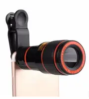 12X Zoom Optical Mobile Phone Telephoto Camera Lens with Clip - Black
