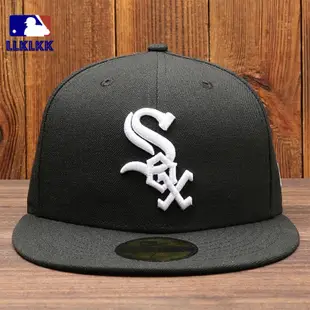 N E.W E.R A 平頂帽男式潮白色 SOX MLB 棒球帽女式 59。 F I.F.T 和黑色帽子全封閉