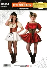 Simplicity H0104 Wench or Steampunk Mini Dress & Lace Up Corset Sz 6-16 UNCUT