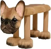 Artisanal Hand-Carved Frenchie Stool Animal Shoe Replacement Stool Foot Step French Bulldog Hardwood Decorative Furniture for Porch, Makeup, Foyer Use, for Adults, Kids, Decoration Handmade Furniture
