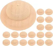 MUELODSIC Unfinished Puppet Hats for Boys and Girls 20pcs DIY Wooden Doll Cap Set Decorative Wood Craft Hat Design