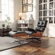 Upgraded Eames Replica Lounge Chairs and Ottoman Mid Century Italy Genniue Leather Chair-Rosewood