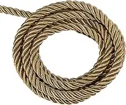 HedongHexi 8mm / 10 Yards Twisted Trim Cord Rope Nylon Twisted Cord Thread String for Home Decor, Crafts Making and Costume Crafting Gold