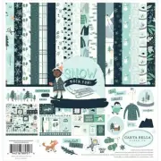 Winter Snow Fun Snowflake Sled Mittens Frost Carta Bella Scrapbook 12" Page Kit