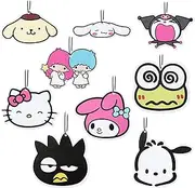 9 Pcs Cute Kawaii Cartoon Anime Car Air Fresheners Kitty Melody Twin Stars Cinnamon Incense Chips Scented Diffuser Rearview Mirror Hanging Pendant Ornaments Decor Automotive Interior Accessories Gifts