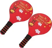 ifundom 2pcs Table Tennis Racket Set Wooden Outdoor Plaything for Beginners Safe Lightweight Design for Kindergarten Fun Red Black