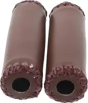 JOINPAYA 2Pcs Retro PU Bike Handle Grips Non Skid Absorbing Covers for Comfortable Handling Durable Bicycle Accessories for Road and Mountain Cycling