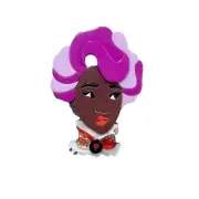 Acrylic 3D Art Deco Style African Girls Brooch Badge Pin Gift