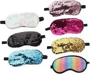 SECFOU 7Pcs Glitter Eye Masks Multipurpose Sleep Patches Light Blocking Travel Blindfolds Comfortable Elastic Band for Women for Relaxation and