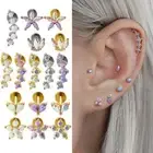 Flower Stud Earrings Stainless Steel Earrings Helix Piercing Ear