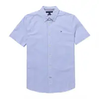 在飛比找Yahoo奇摩購物中心優惠-TOMMY 熱銷刺繡Logo短袖襯衫-藍白直條紋色