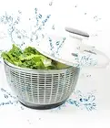 Quickpush Salad Spinner: Large 6Liter Vegetable Washer Dryer Strainer Drainer, E