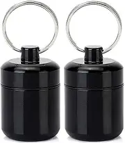 Pill Keychain Holder - 2 Pack of Small Pill Box Waterproof Pill Fob Organizer Portable Pill Holder Keychain (Black)