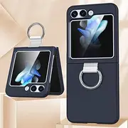 Clear Case for Galaxy Z Flip 5 4 3 Flip 5 Shockproof Cover for Samsung Galaxy Z Flip5 Flip4 Flip5 Flip3 Case with Ring Z Phone,Navy Blue,for Samsung Z FLlP 5