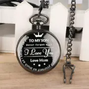 To My Son I Love You Forever Men Quartz Pocket Watch Pendant Chain Best Gift