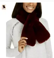 INC International Concepts Wild Faux-Fur Stole Wrap Wine Red NWT