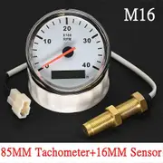 85MM RPM Tachometer Gauge Tach Sensor REV Counter with Hour Meter Gasoline Diesel 12V 24V Red Backlight 0~3000RPM 4000RPM 4K and tacho sensor