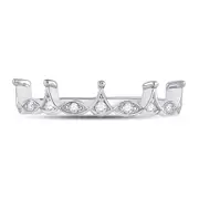 14k White Gold Round Diamond Crown Stackable Band Ring 1/5 Cttw