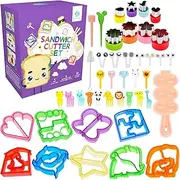 FUNGYAND Sandwich Cutter Set, 45 in 1 Bento Box Accessories Kit Includes Sandwich Bread Cutters, Fruit Cutter, Animal Food Picks, Rice Ball Maker, Easy to Use, Fun for Bento Lunch Box