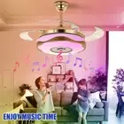 36"Bluetooth 7 Color Dimmable Chandelier Ceiling Fan Light w/Music Player+Remote