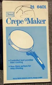 Vintage Sears Electric Creperie Crepe Maker and booklet Model 366401 NEW IN BOX