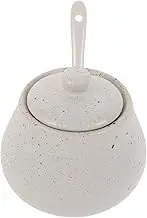 ABOOFAN 1 Set Ceramic Sugar Bowl Condiment Jars with Lids Sugar Bowl with Spoon Small Condiment Jar with Spoon Ceramic Spice Jar Sugar Bowl with Lid and Spoon Condiment Pot Ceramics White