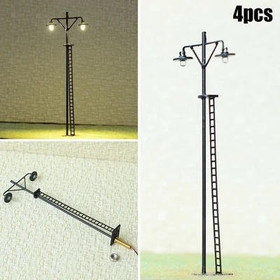 4 X HO Scale LED Yard Light Model Train Railroad Street Station Lamp Post New