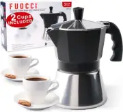 Moka Pot Espresso 3 cup with Espresso Cups Set of 2, Stovetop Espresso Maker ...