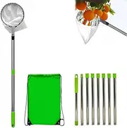 Fruit Picker Pole with Basket, 10.5 Ft Telescoping Adjustable Fruit Picker with Metal Teeth Basket, Iron Tool for Harvesting Lemon, Pear, Mango, Guava, and More
