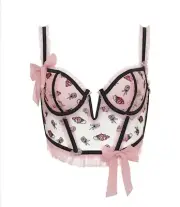 NWT FOR LOVE & LEMONS Victorias Secret Rosie Bow Bustier Top Bra black L Large